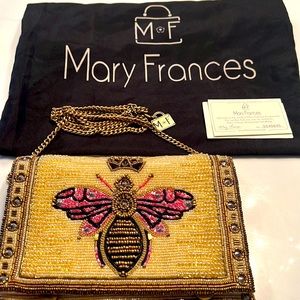Mary Francis Gold beaded bee crown purse